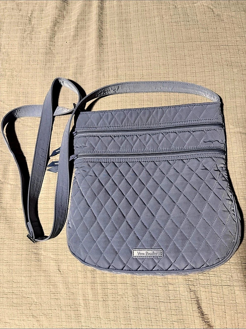 Vera Bradley Triple Compartment Crossbody Bag in Gray/periwinkle